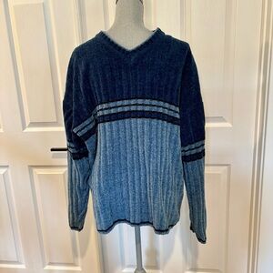 VTG 90s Y2K Left Coast Sz L Sweater Crewneck Ribbed Grunge Goth Skate Surf Rave